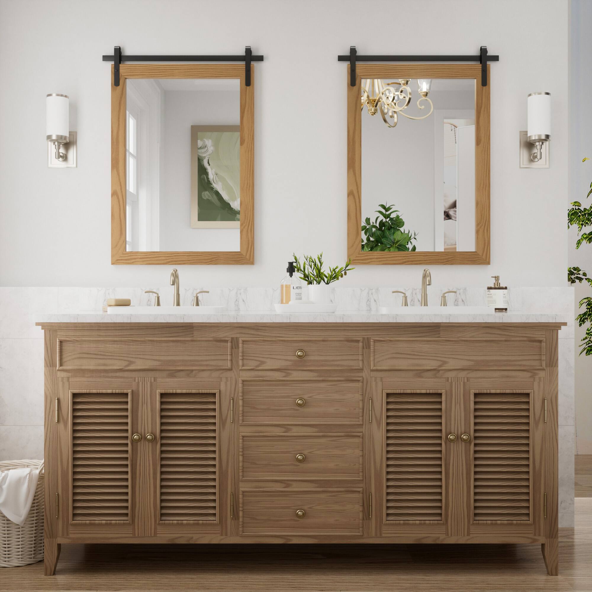 Left. PAIHOME - Wood Wall Mirror Waterproof Modern Farmhouse Accent Rectangular Bathroom Mirror Bedroom Living Room Decor Mirror - Brown - 22"x30".