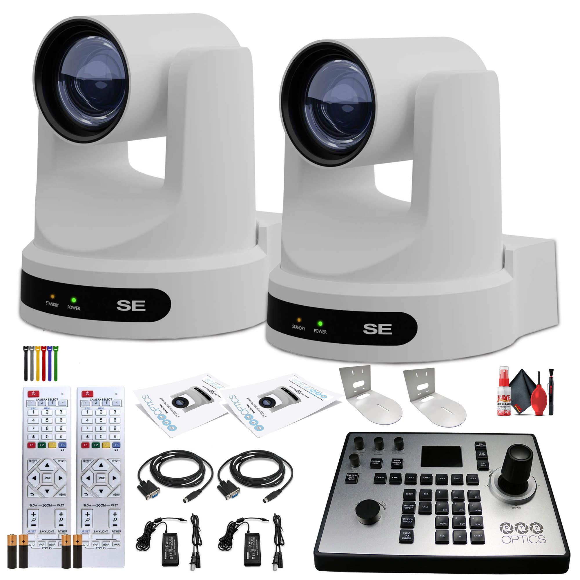 2 x PTZOptics Move SE PTZ Camera with 20x Optical Zoom (PT20X-SE-WH-G3) + PT-JOY-G4 Controller + 2 x Wall Mount