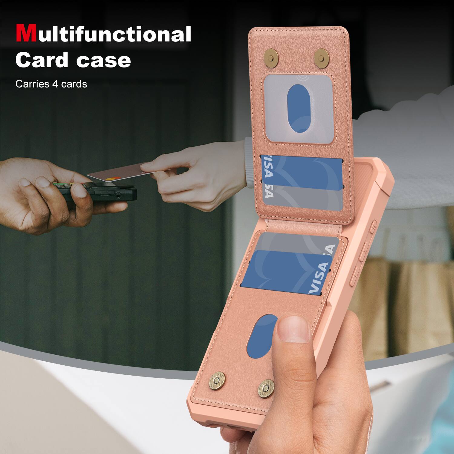Multifunctional Card case  
Carries 4 cards