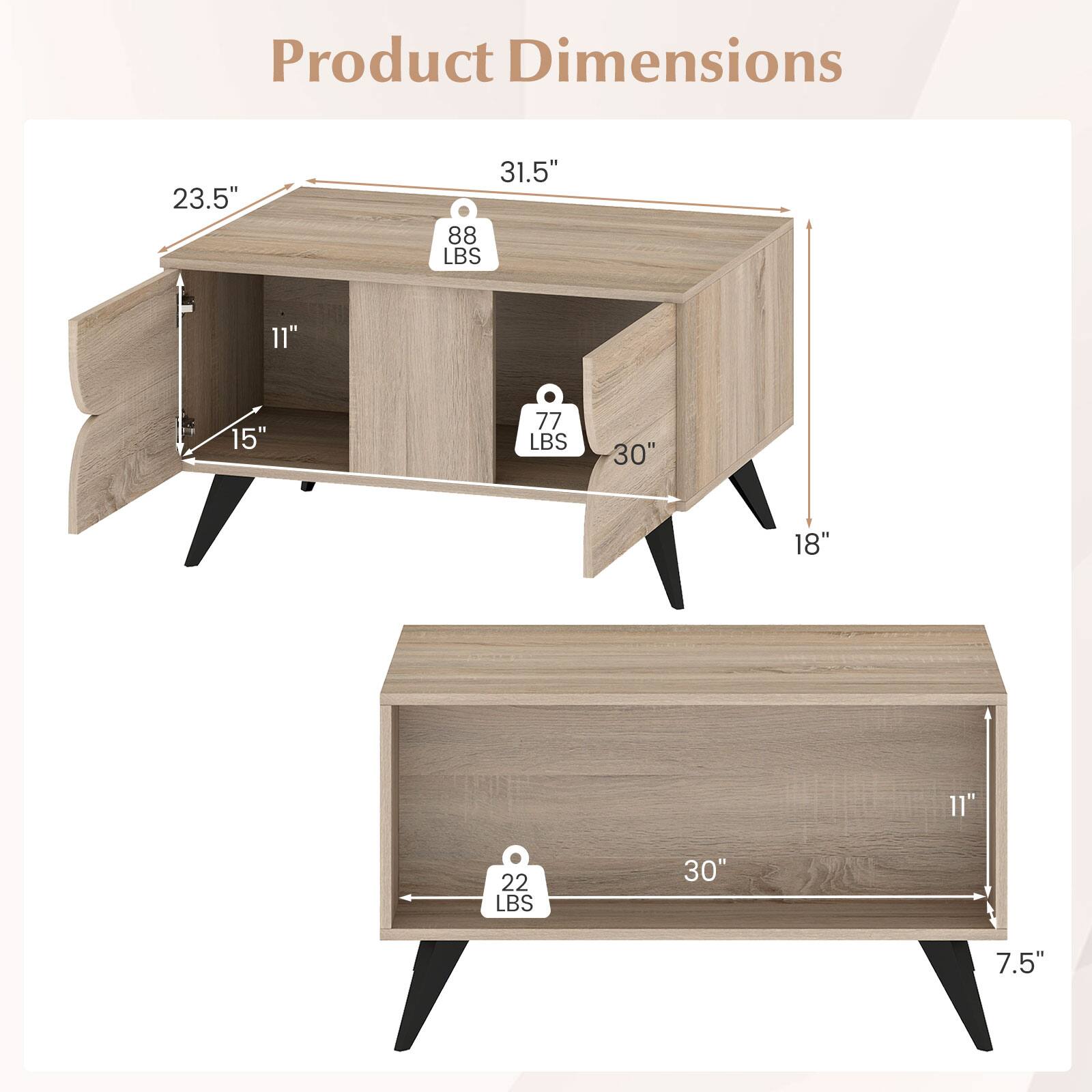 Product Dimensions:  
- 23.5" x 31.5" x 11" (88 LBS)  
- 30" x 18" x 11" (77 LBS)  
- 30" x 11" x 7.5" (22 LBS)