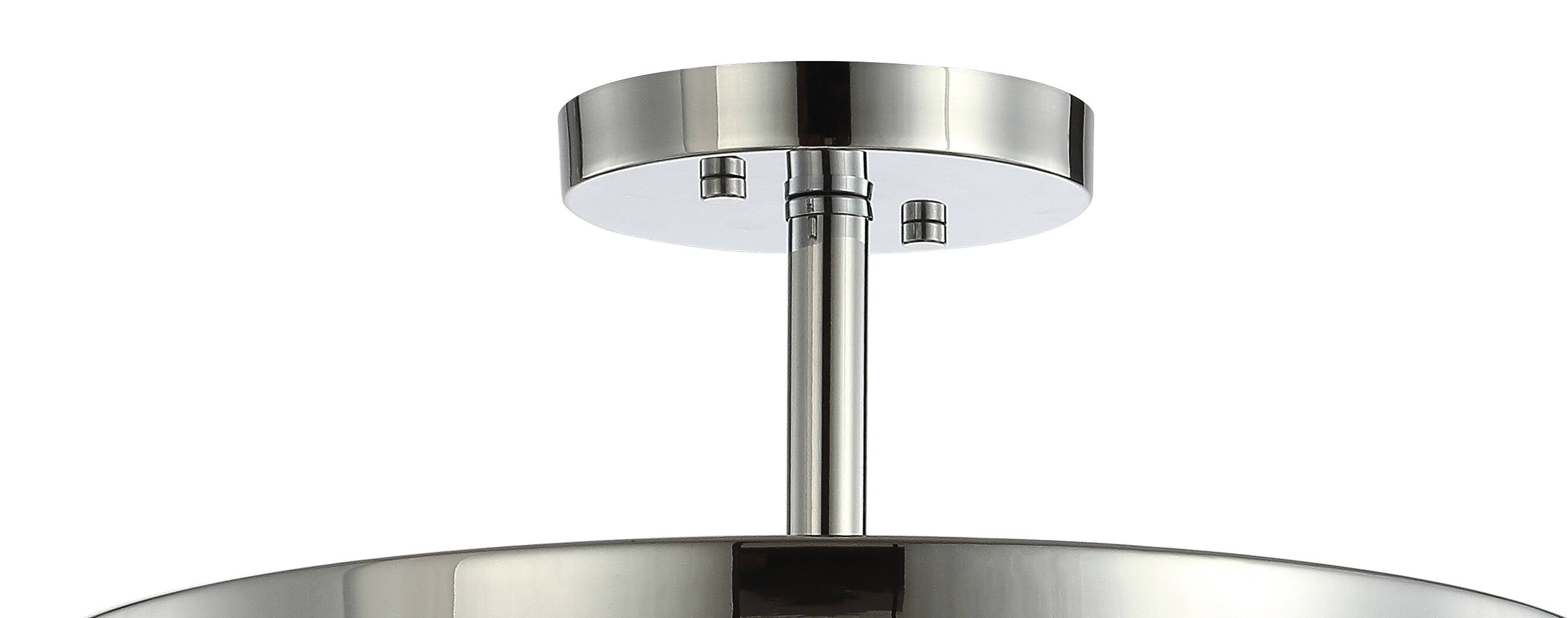 Alt View 5. Jonathan Y - Herndon 2-Light 15" Iron/Glass Modern LED Flush Mount, Chrome - Chrome/Clear.