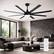 Front. Breezary - 72" Large Indoor Ceiling Fan with Remote, 8 ABS Blades, 6-Speed DC Motor, Timer, 7''/12''Downrods, Light/No Light Option - Black (With Light).