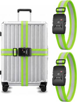 LUGGEX - Luggage Straps TSA Approved, Adjustable Straps for Suitcases ST01 - Green