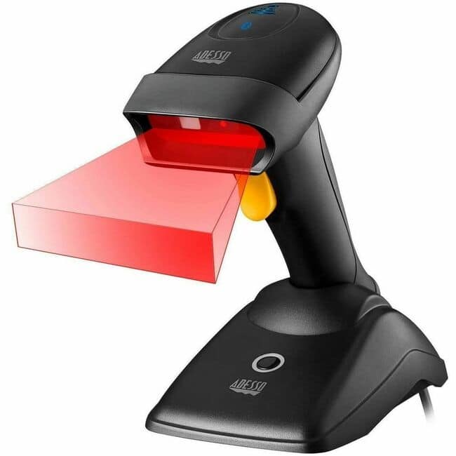 Adesso - NuScan 2500 Barcode Scanner - Cable/Wireless Connectivity - 12" Scan Distance - 1D, 2D - LED - CMOS - Bluetooth - Unknown