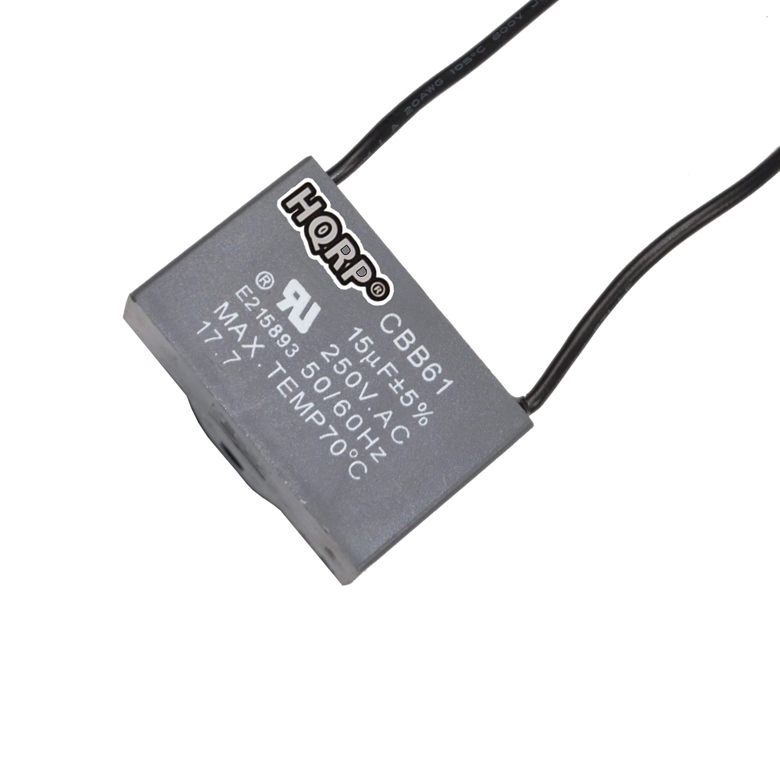 HQRP - 15 uF Ceiling Fan Capacitor 2-Wire 250 VAC Replacement for Hampton Bay CBB61 UL Listed price history on PriceWatchPro