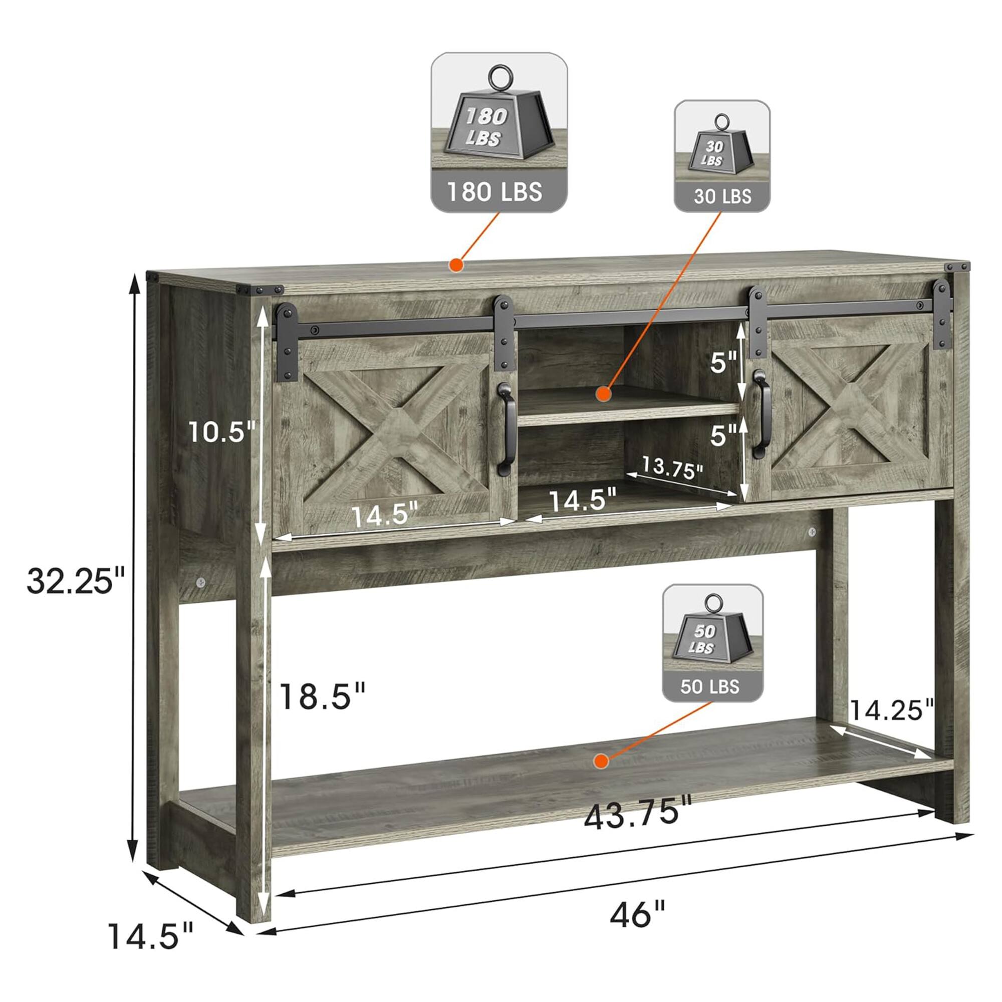 180 LBS  
30 LBS  
5"  
10.5"  
14.5"  
13.75"  
32.25"  
50 LBS  
18.5"  
43.75"  
14.25"  
46"