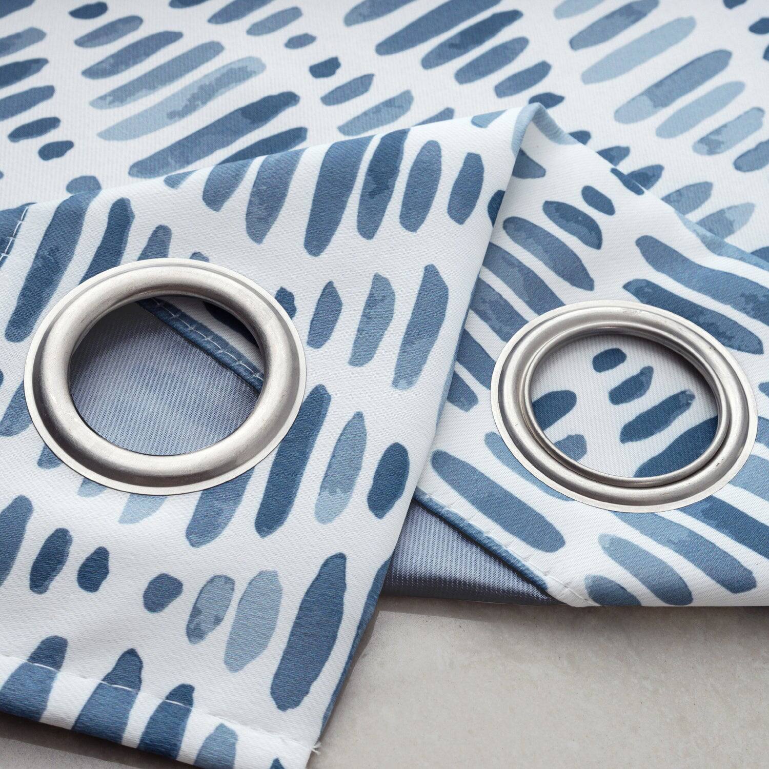 Alt View 1. Olivia Gray - Olivia Gray 100% Polyester 190 GSM Justice Reversible Blackout Grommet Curtain Panel 54" x 84" Blue - Blue.