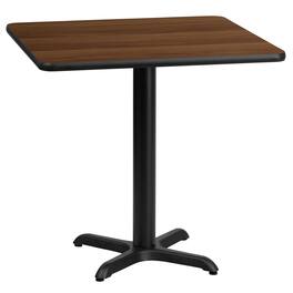 Flash Furniture - Graniss 24'' Square Walnut Laminate Table Top with 22'' x 22'' Table Height Base - Brown
