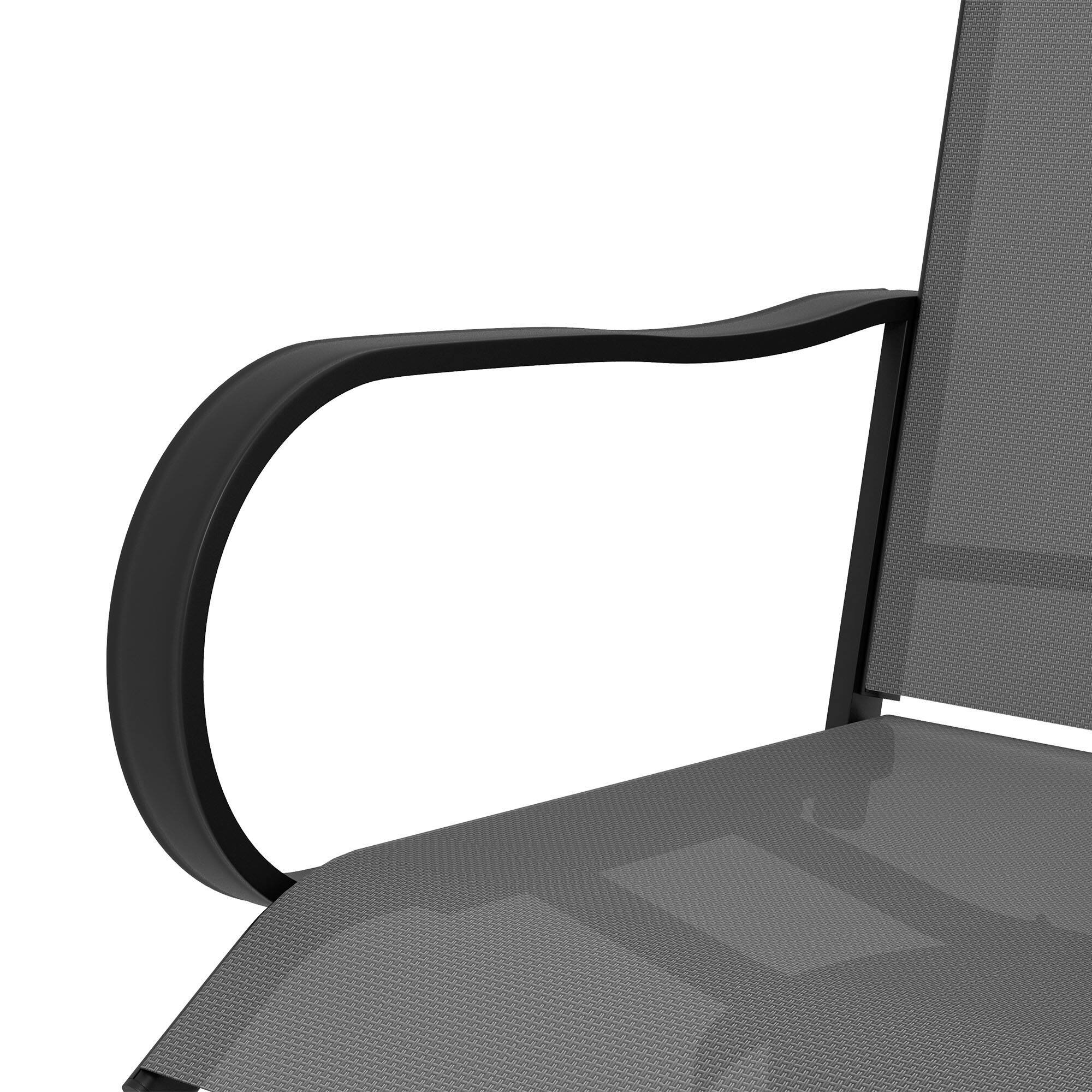 Alt View 8. Outsunny - Outdoor Bar Stools with Armrests, Set of 2 360° Swivel Bar Height Patio Chairs with High-Density Mesh Fabric - Gray.