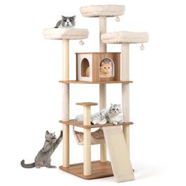 Gymax - 68'' Large Cat Tower w/ 3 Padded Perches Condo Sisal Scratching Posts & Ramp