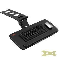 Front. VEVOR - Keyboard Tray under Table Adjustable Height, Height and Angle Adjustable under Desk Keyboard Tray Slide out - Black.