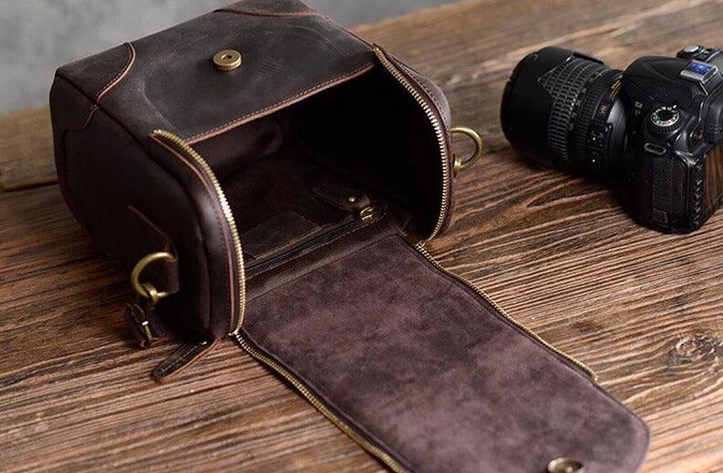 Alt View 9. Steel Horse Leather - The Calista | Small Leather Camera Bag - Dark Brown.