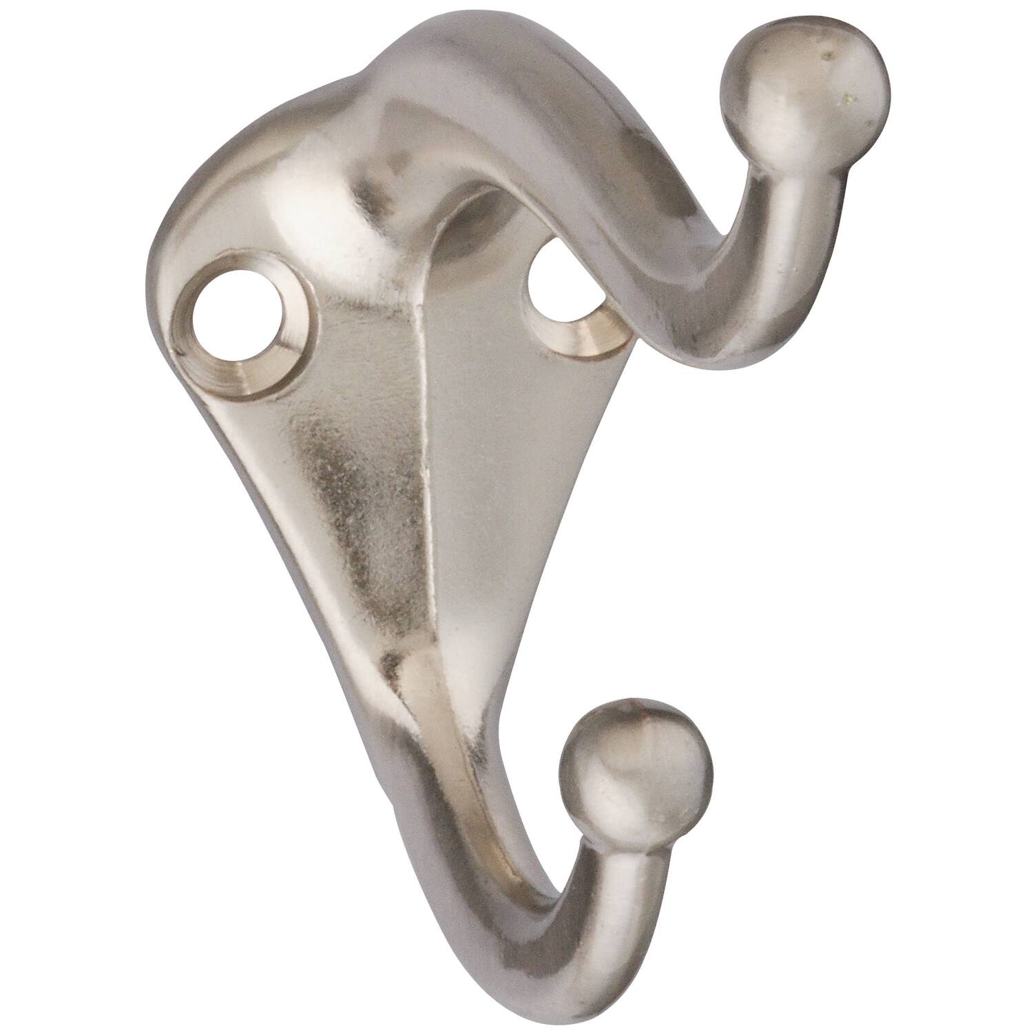 Front. National - National Hardware 2.75 in. L Satin Nickel Silver Zinc Coat/Hat Hook 35 lb. cap. 1 pk - Silver.