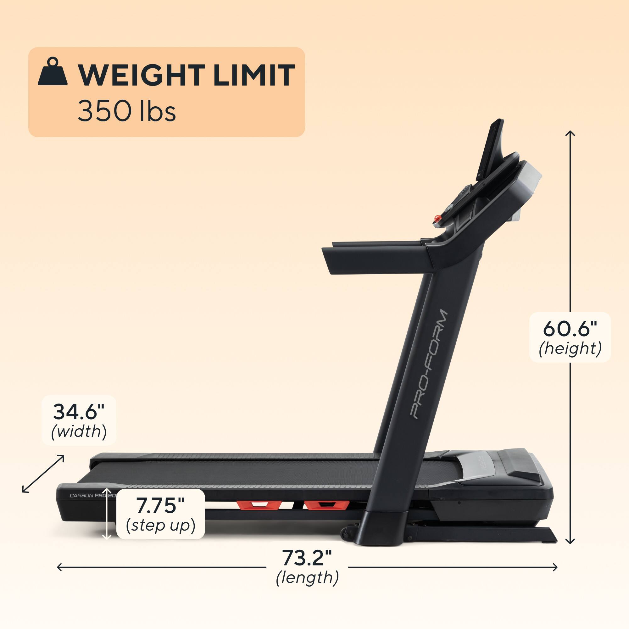 WEIGHT LIMIT 350 lbs  
34.6" (width)  
60.6" (height)  
7.75" (step up)  
73.2" (length)