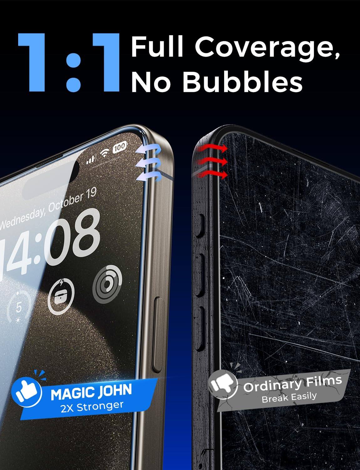 1:1 Full Coverage, No Bubbles

100 19 October Wednesday, 14:08 5

MAGIC JOHN 2X Stronger

Ordinary Films Break Easily