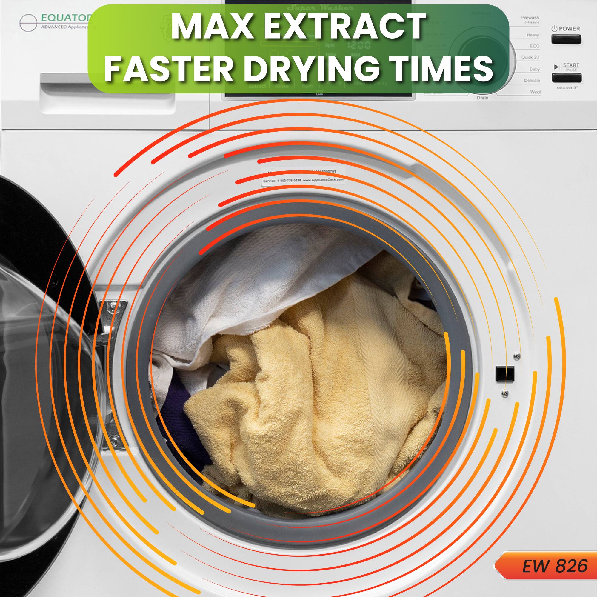 Subek Walker - EQUATO Posa | ALIVANLEU Applaane MAX EXTRACT o Sp 1200 CO Ga - FASTER DRYING TIMES sescate Boby - - Can POWER START MALE . - ...... ww.Atee.com EW 826
MAX EXTRACT
FASTER DRYING TIMES
EW 826