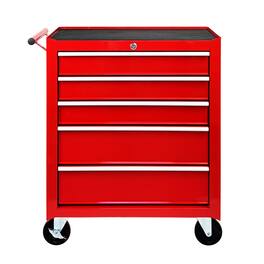 Boyel Living - RED 5-Drawer Rolling Tool Chest w/Lock & Key, Tool Storage Cabinet with Wheels