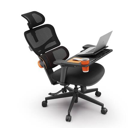 Front. Newtral - Ergonomic Office Chair with Detachable Laptop Table, Adaptive Lumbar Support, 3D Armrests & Expert Endorsed - Black.
