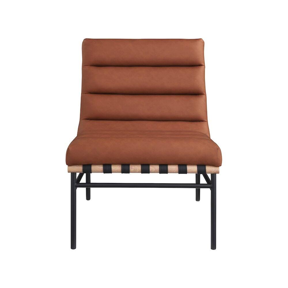 Alt View 3. Meridian Furniture - Burke Cognac Vegan Leather Accent Chair - Brown.