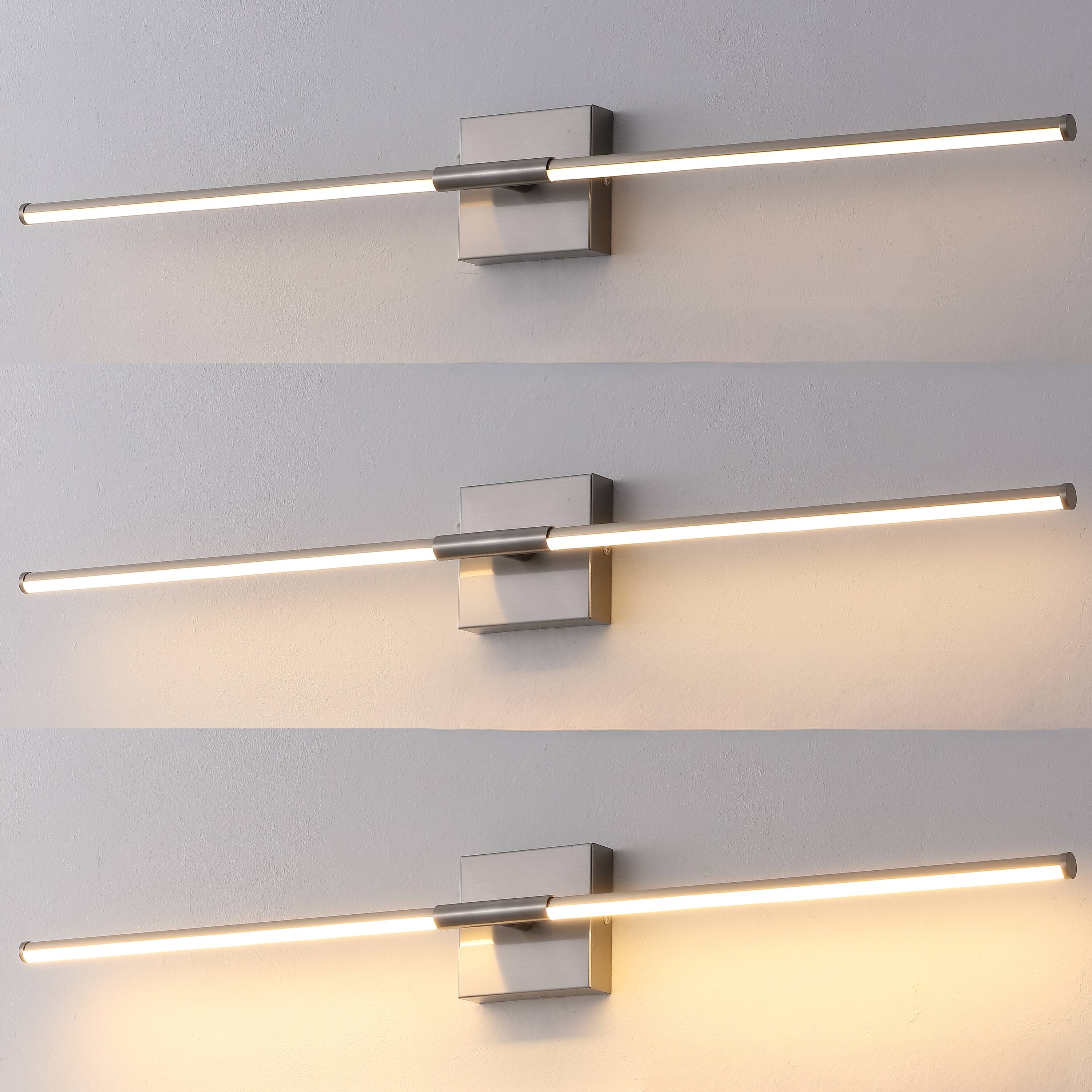 Alt View 8. Jonathan Y - McKenna 32" Modern Minimalist Dimmable Integrated LED Metal Wall Sconce, Nickel - Nickel.