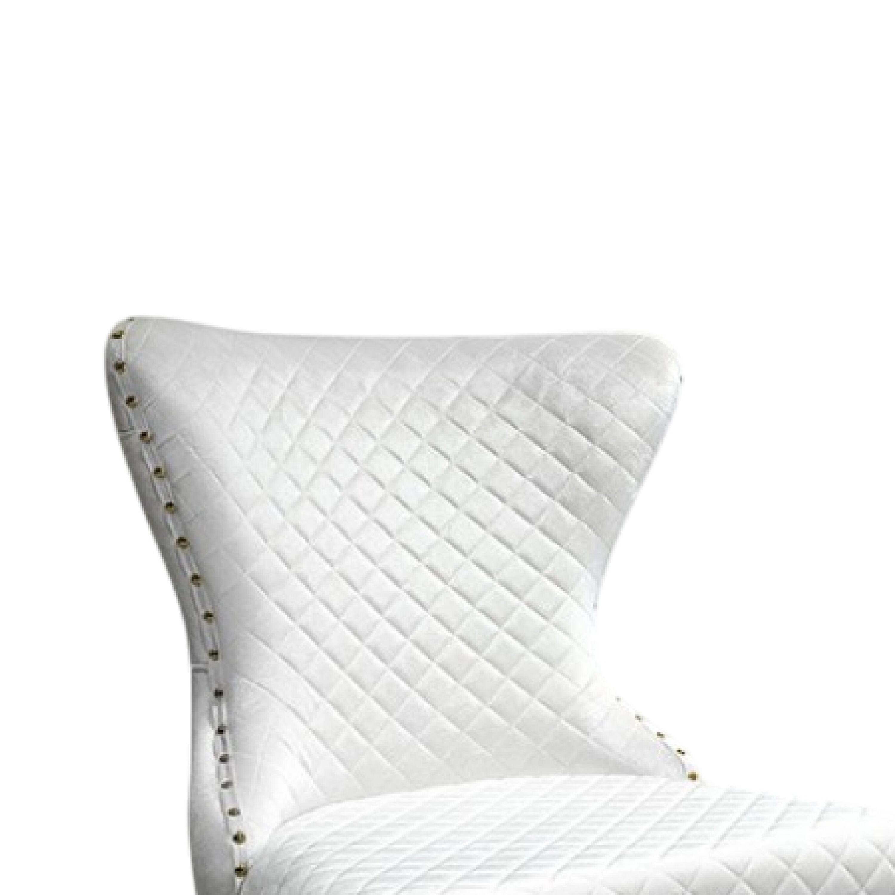 Alt View 2. Manhattan Lane - Anova Dining Side Chair Set of 2, Diamond Pattern White Seat, Gold Leg - White, Gold.