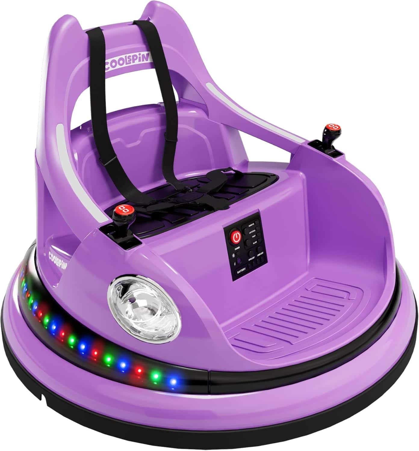 Electrodes Masters - Ride on Bumper Car for Toddlers, 12V Battery Cars for Kids W/Parent Remote, 2-Speed, 2 Driving Mode, 360°Spin, Electric - Purple