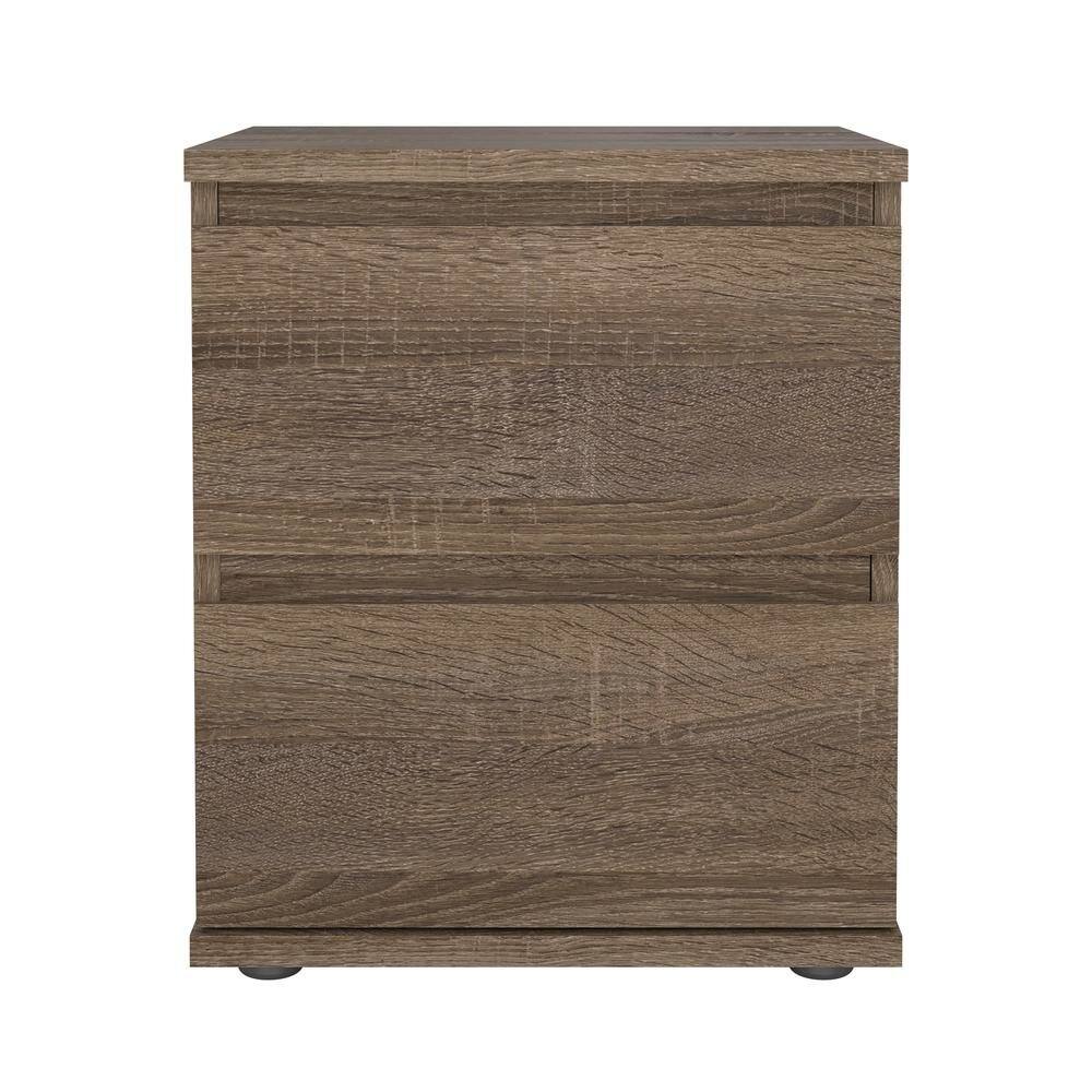 Angle. FurniFact - 2 Drawer Nightstand - Stylish Small Dresser with Drawers for Bedrooms - Brown.
