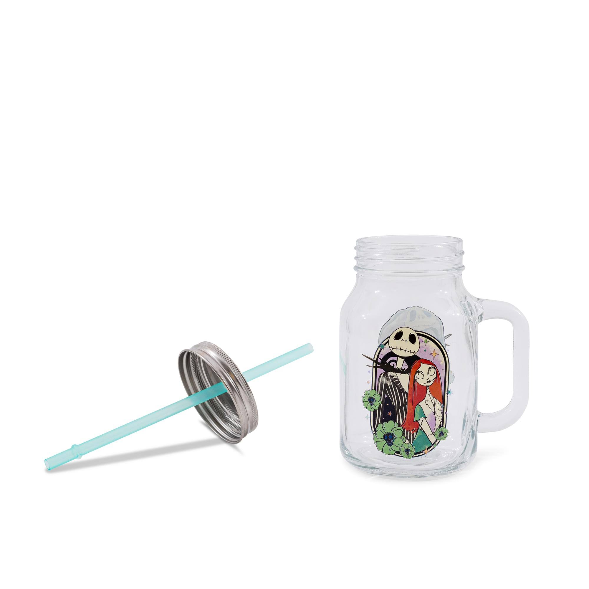 Alt View 1. Silver Buffalo - Disney The Nightmare Before Christmas Jack and Sally 21-Ounce Glass Mason Jar - Multi-Colored.