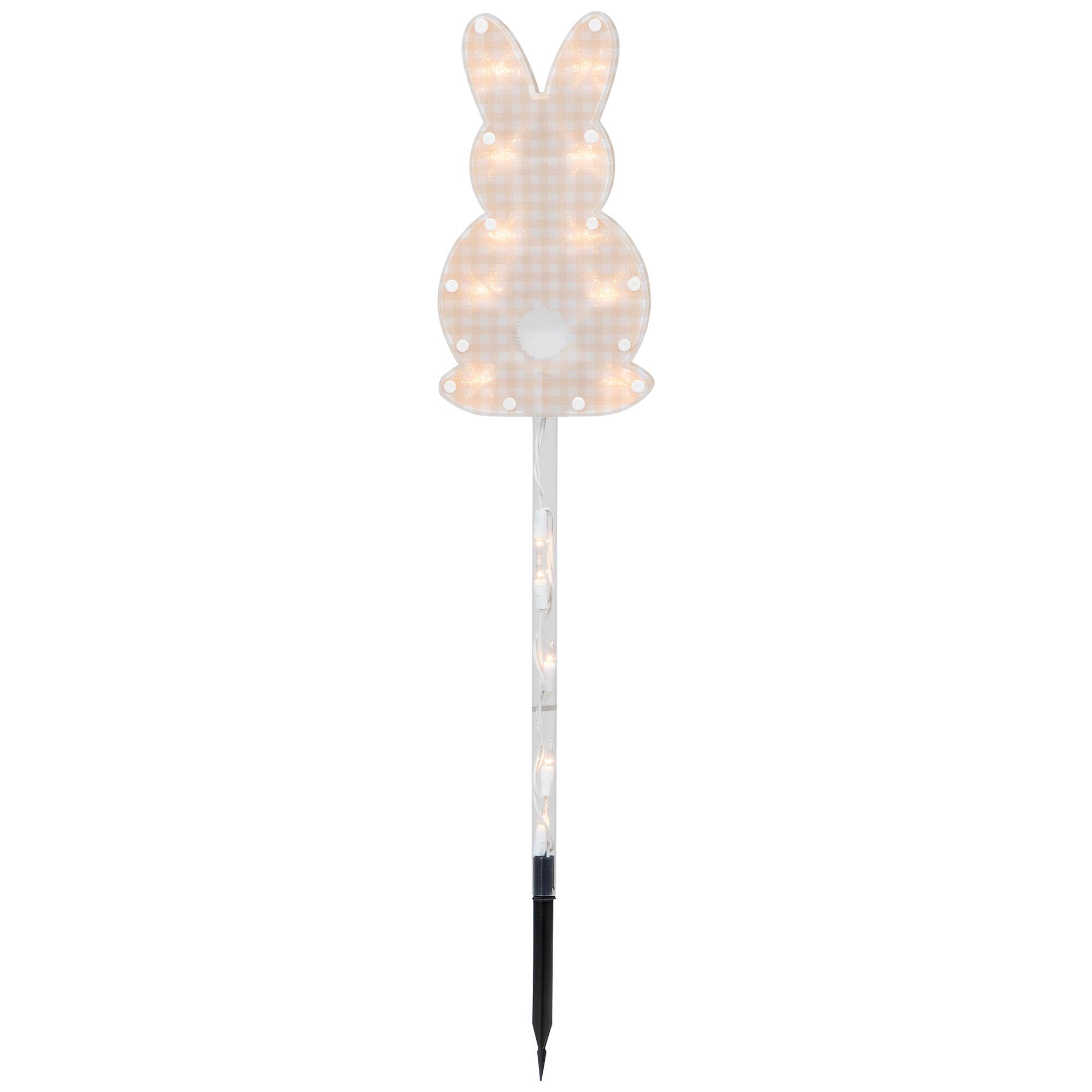 Alt View 8. Northlight - Lighted Plaid Easter Bunny Outdoor Pathway Markers - 28.5" - Set of 4 - Black.