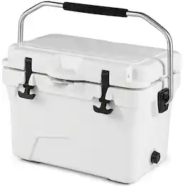Costway - 20 Quart Portable Hard Cooler Insulated Ice Chest Keeps Cool for up to 6 Days - White