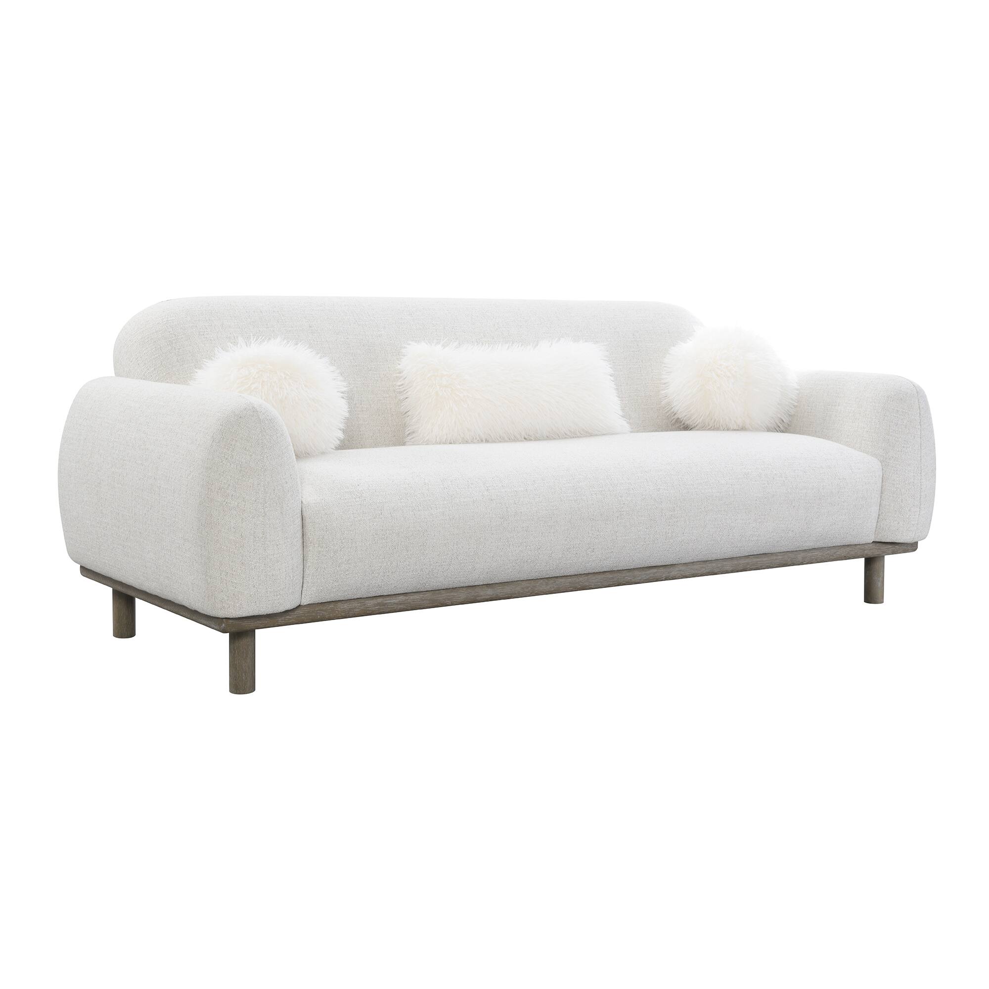 Alt View 1. Parrot Uncle - Cozy Bench-Style Sofa with Soft Cushioning and Plush Accent Pillows Ideal for Family Room or Lounge - Oat.