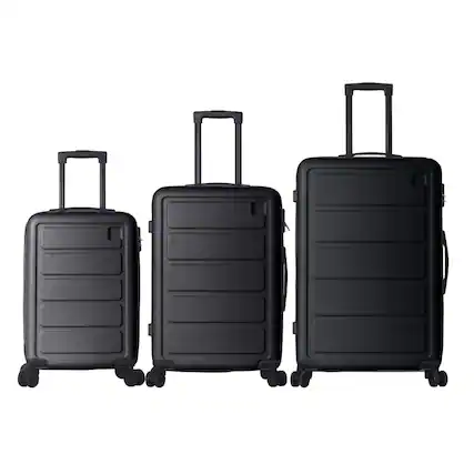 Front. Bestier - 3-Piece ABS Hardshell Luggage Set (20”/24”/28”) with Spinner Wheels, Lightweight Durable Suitcases - Black.