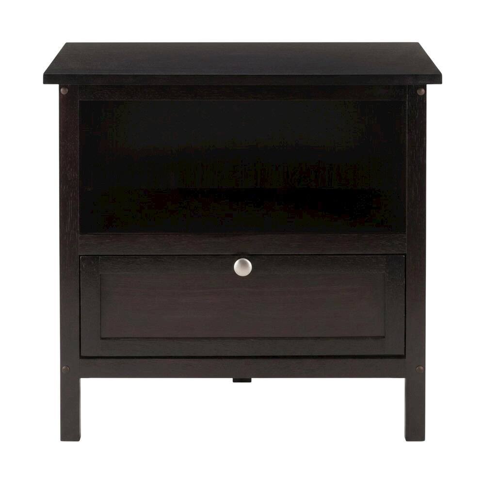 Left. FurniFact - Solid Wood Corner TV Stand With Storage Flip Down Door And Open Shelf - Espresso.
