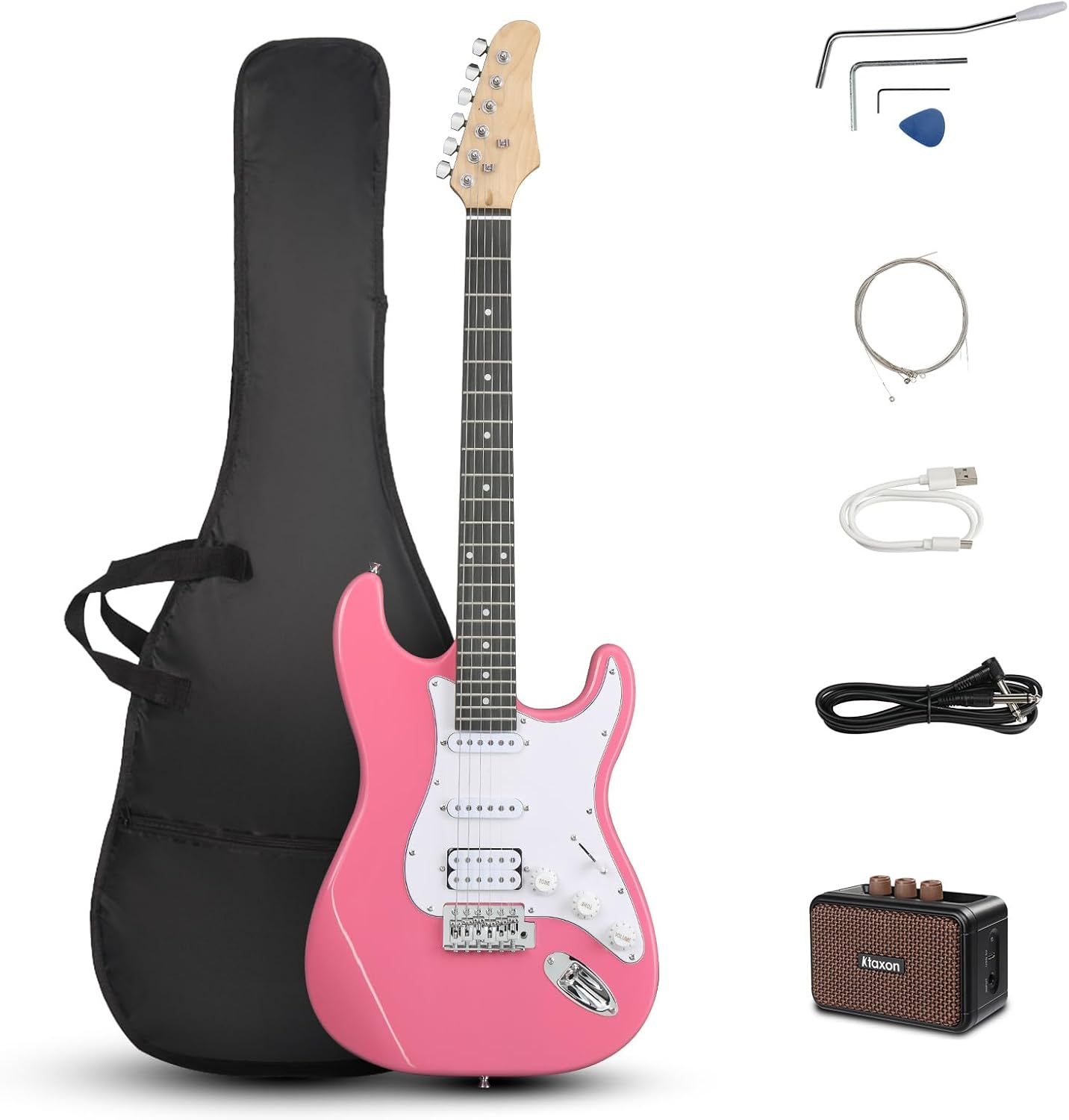 Front. Winado - 39 Inch Electric Guitar Kit for Beginner 6 String Solid-Body Full Size Adults Electric Guitars W/Amplifier.