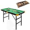 Front. Costway - 47" Folding Billiard Table Pool Game Table Indoor Kids w/ Cues Brush Chalk Green - Green.