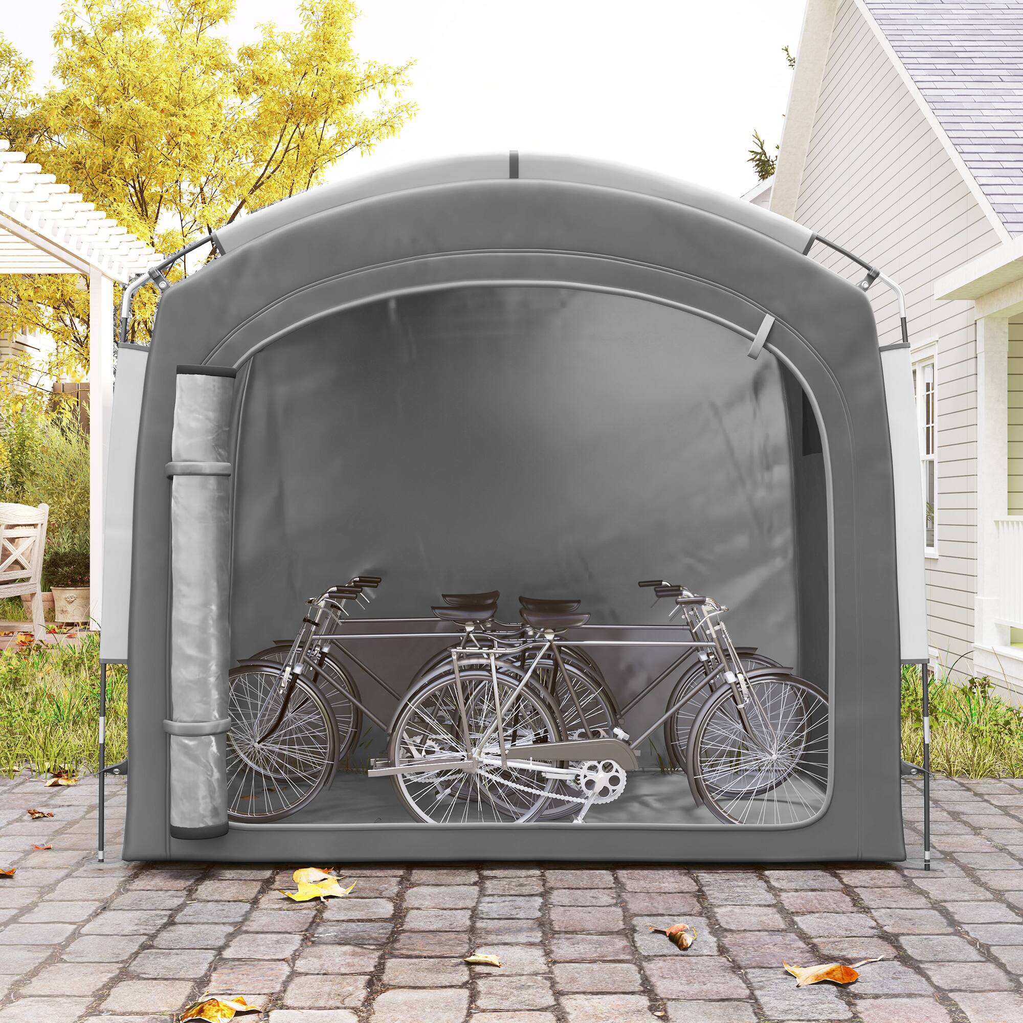 Alt View 5. Outsunny - Bike Storage Tent, Portable Bicycle Storage Shed, Waterproof Outdoor Bike Cover with 210D Oxford Fabric and Carry Bag - Dark Gray.
