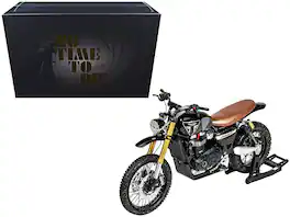 Triumph Scrambler 1200 XE Motorcycle Black (Dirty Version) James Bond 007 "No Time to Die" (2021) Model Car by Corgi - Multicolor