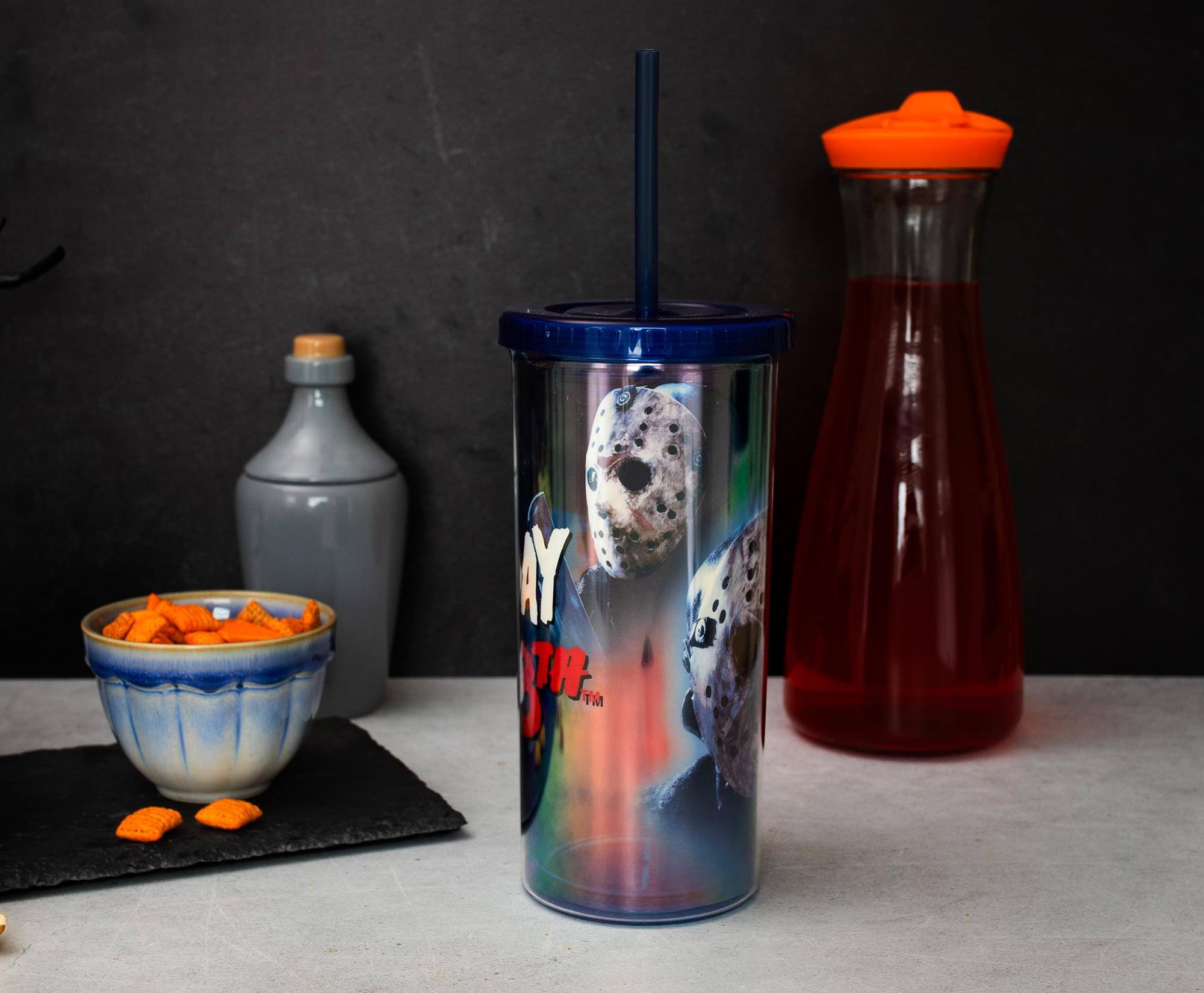 Alt View 5. Silver Buffalo - Friday The 13th Jason Carnival Cup With Lid and Straw | Holds 20 Ounces - Blue.