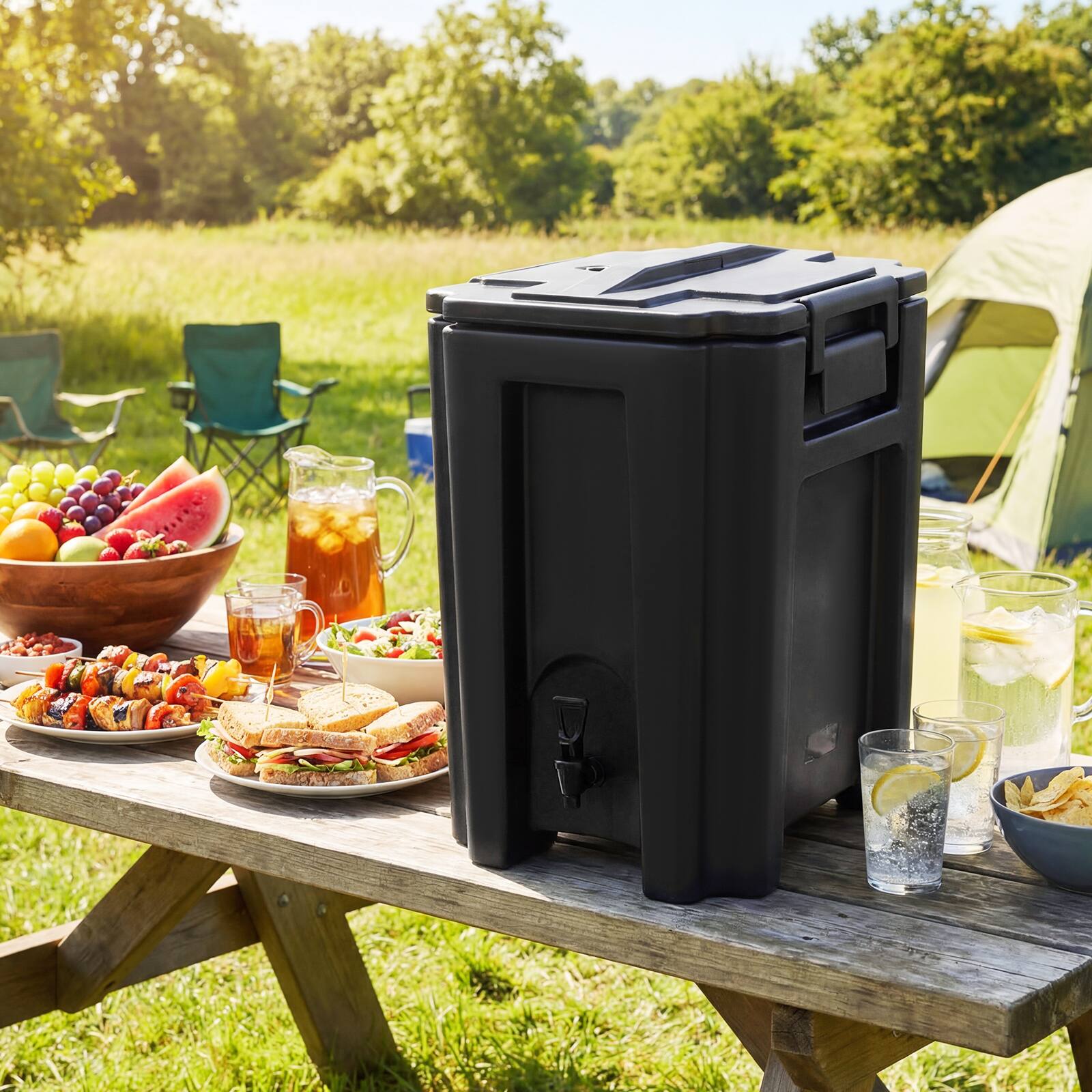 Alt View 1. Costway - Costway 4 PCS 13.2 Gal Insulated Beverage Dispenser with Handles & Two-Stage Faucet - Black.