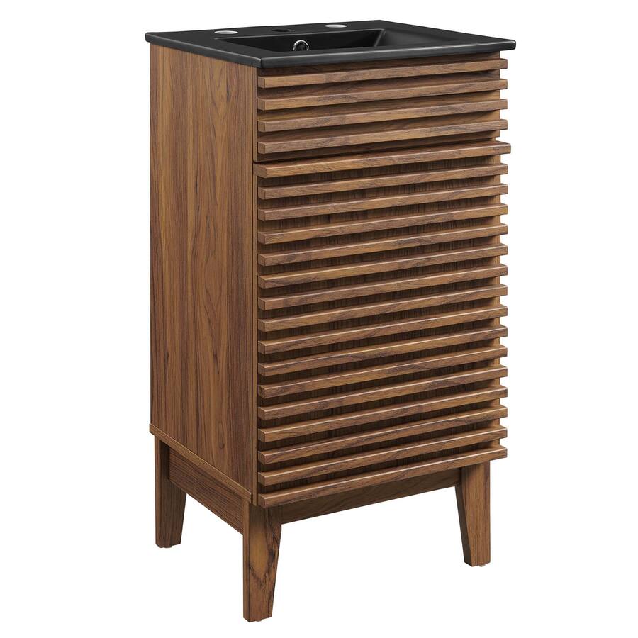 Modway Render Bathroom Vanity with Black Basin Included Walnut Black ...