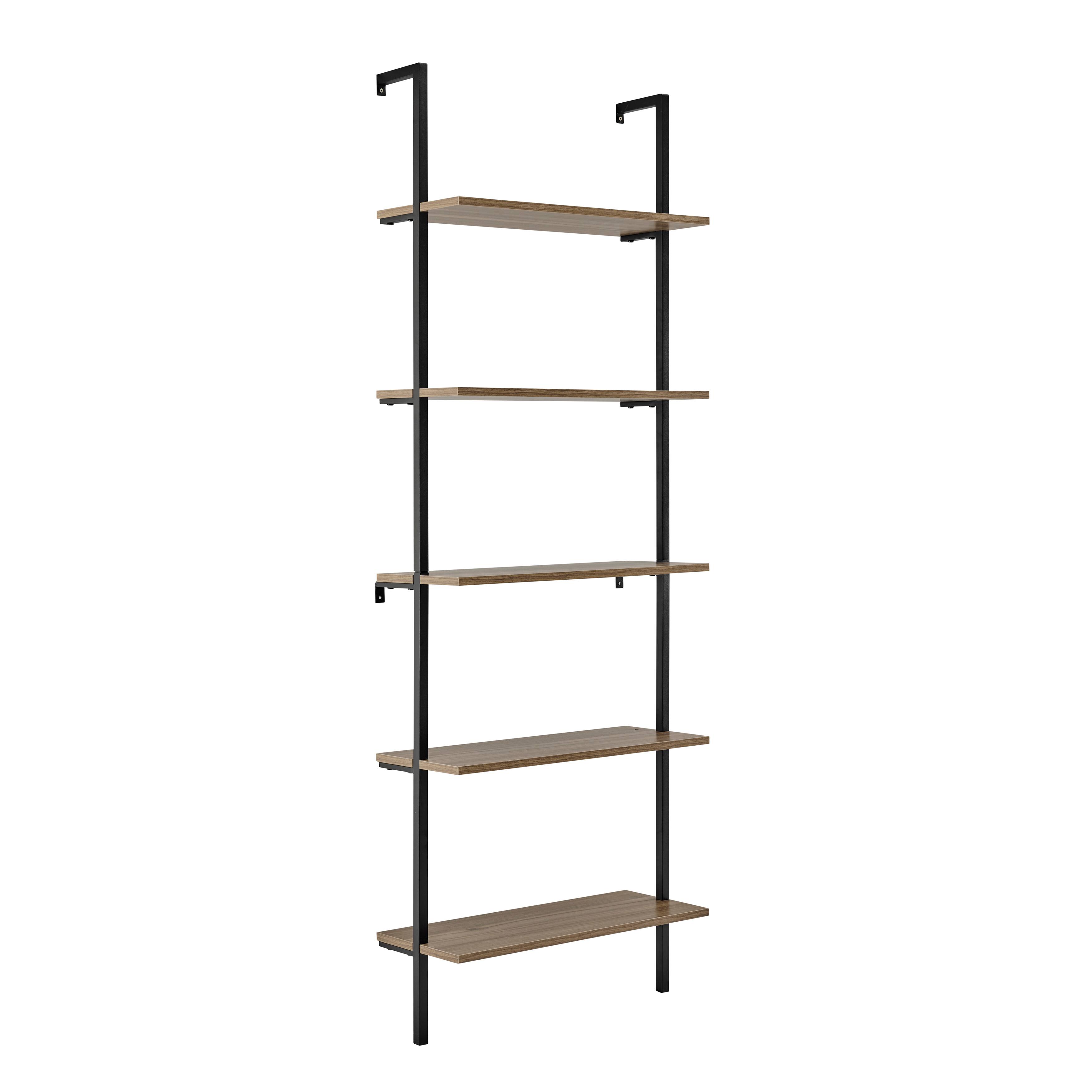 Alt View 9. Danya B - Everett 5-Tier Open Display Wall Mount Ladder Shelf - Black/Light Walnut - Black/Light Walnut.