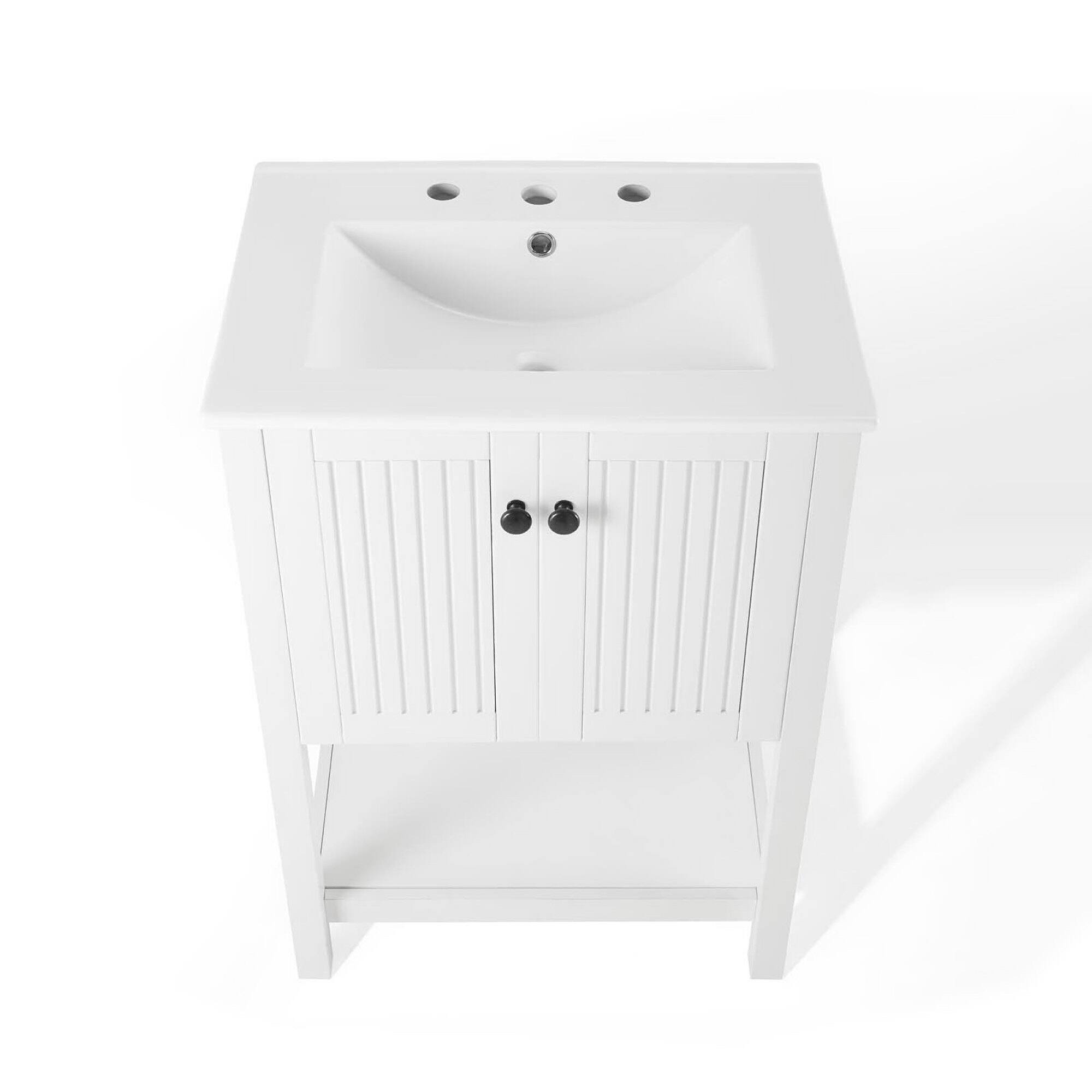 Alt View 5. Modway - Steam Bathroom Vanity Basin Included - White White.