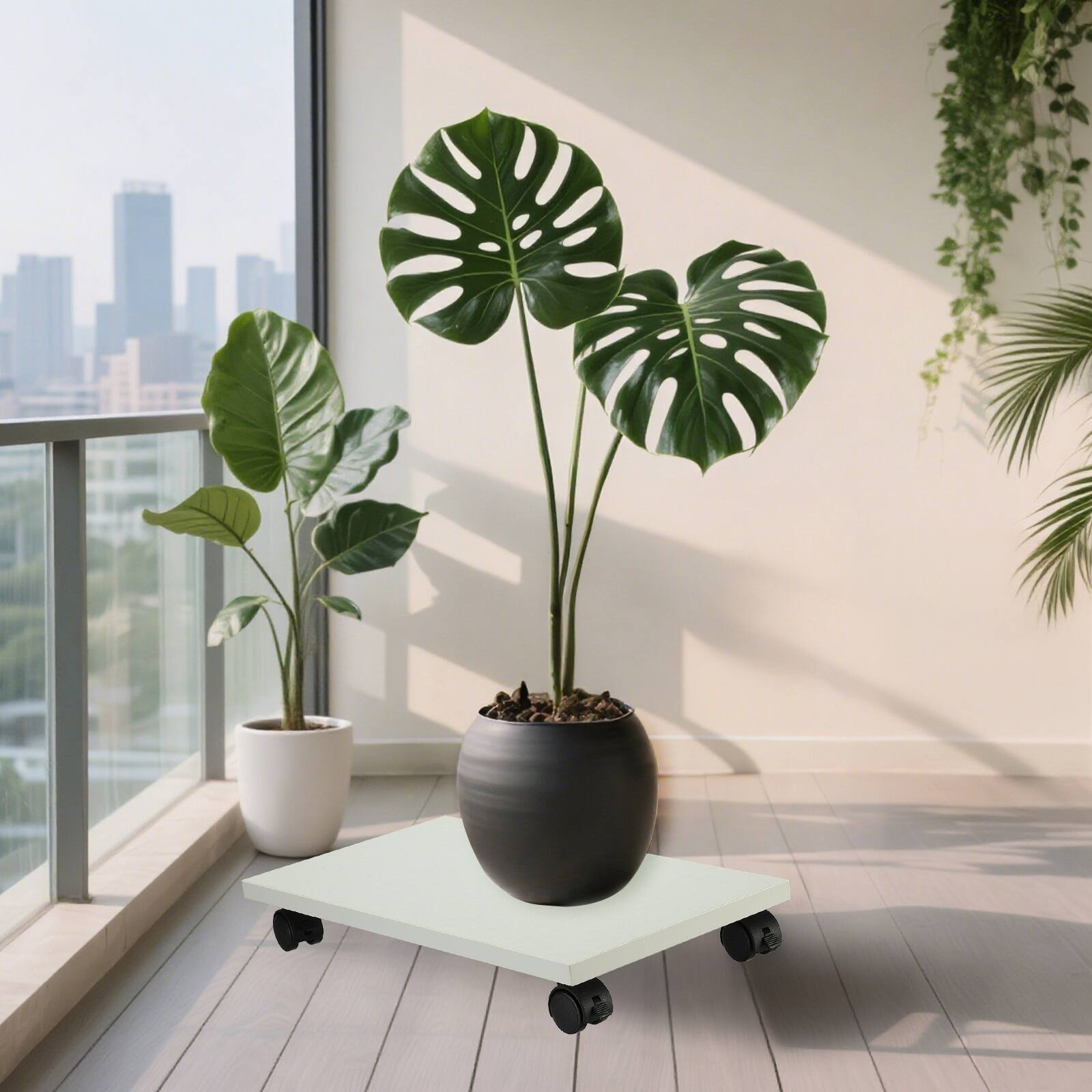 Alt View 5. Unique Bargains - 9x16in PC Stand, Computer Tower Stand Wood CPU Holder Under Desk Mobile Cart 4 Caster Wheel for Floor Carpet - Beige.