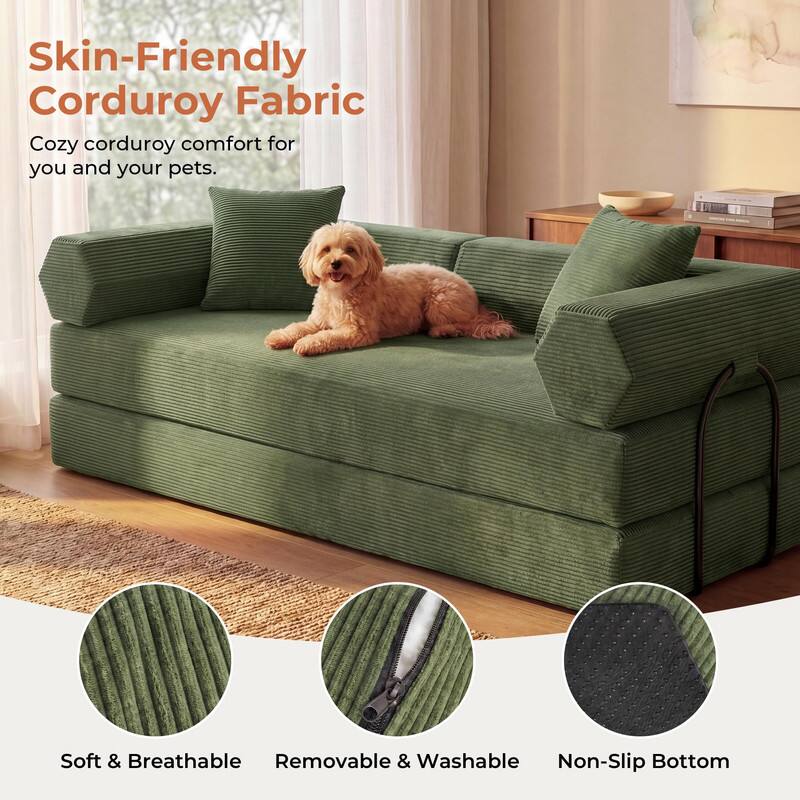 Skin-Friendly Corduroy Fabric  
Cozy corduroy comfort for you and your pets.  

Soft & Breathable  
Removable & Washable  
Non-Slip Bottom