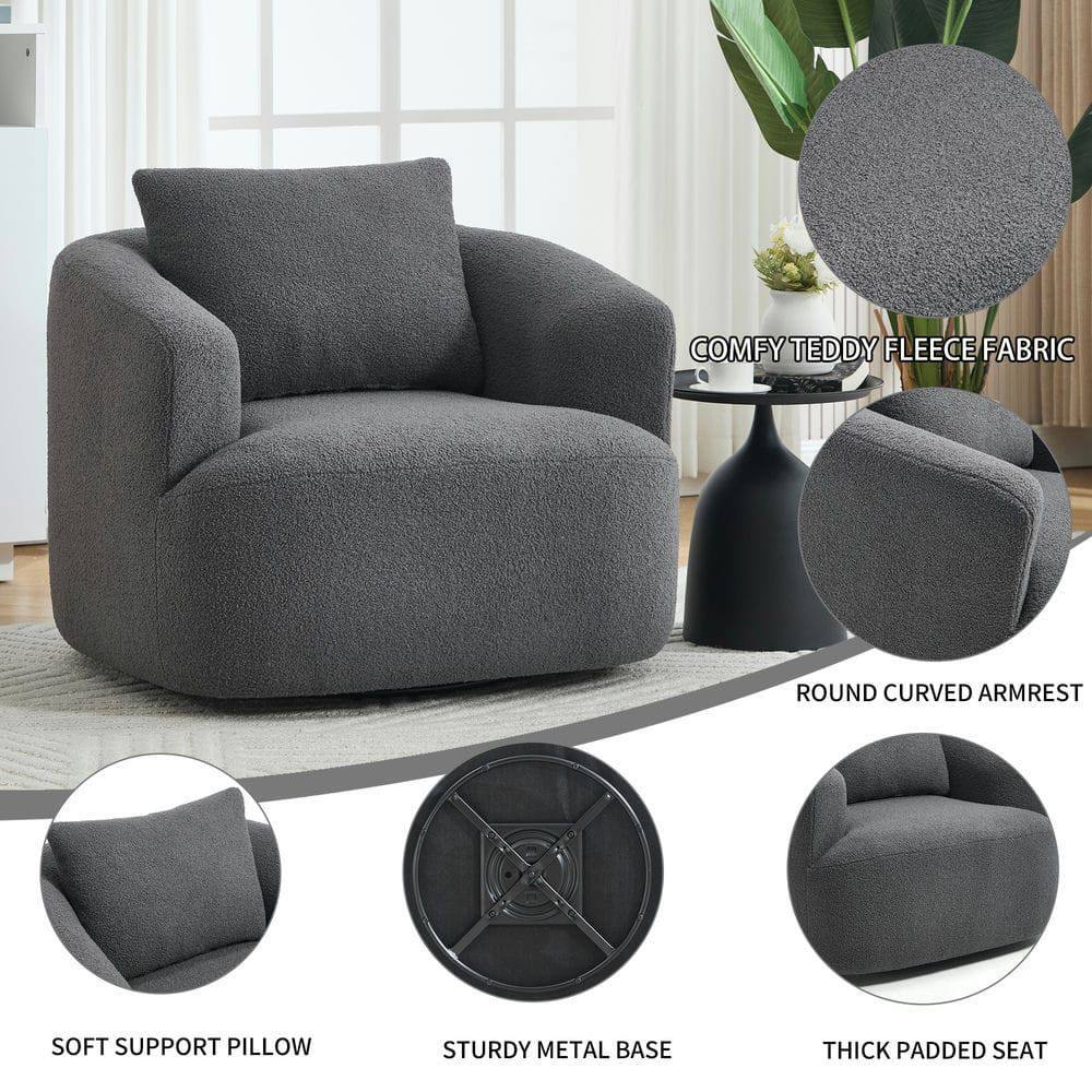 COMFY TEDDY FLEECE FABRIC  
ROUND CURVED ARMREST  
SOFT SUPPORT PILLOW  
STURDY METAL BASE  
THICK PADDED SEAT