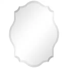 Hivvago - Modern Frameless 32 x 24 inch Scalloped Beveled Accent Bathroom Mirror - White