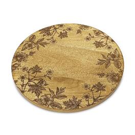 BreeBe - Floral Etched Mango Wood Tray - Gold