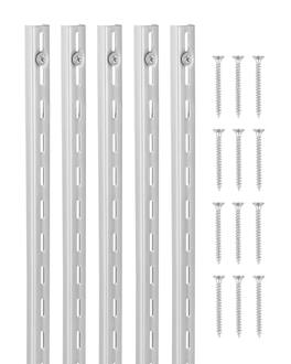 VEVOR - Shelf Pilaster, 39-inch 10 Pack, Upright Wall Shelving System, Heavy Duty Support System Single Slot Shelf Rails - Bright Silver