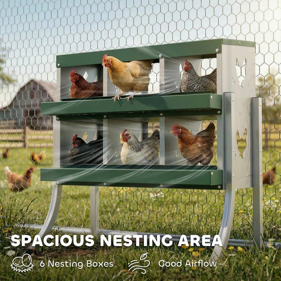 Polymaster Nesting Box Pawhut Nesting Boxes, 6 Compartment Steel Nesting Boxes for Chickens ...