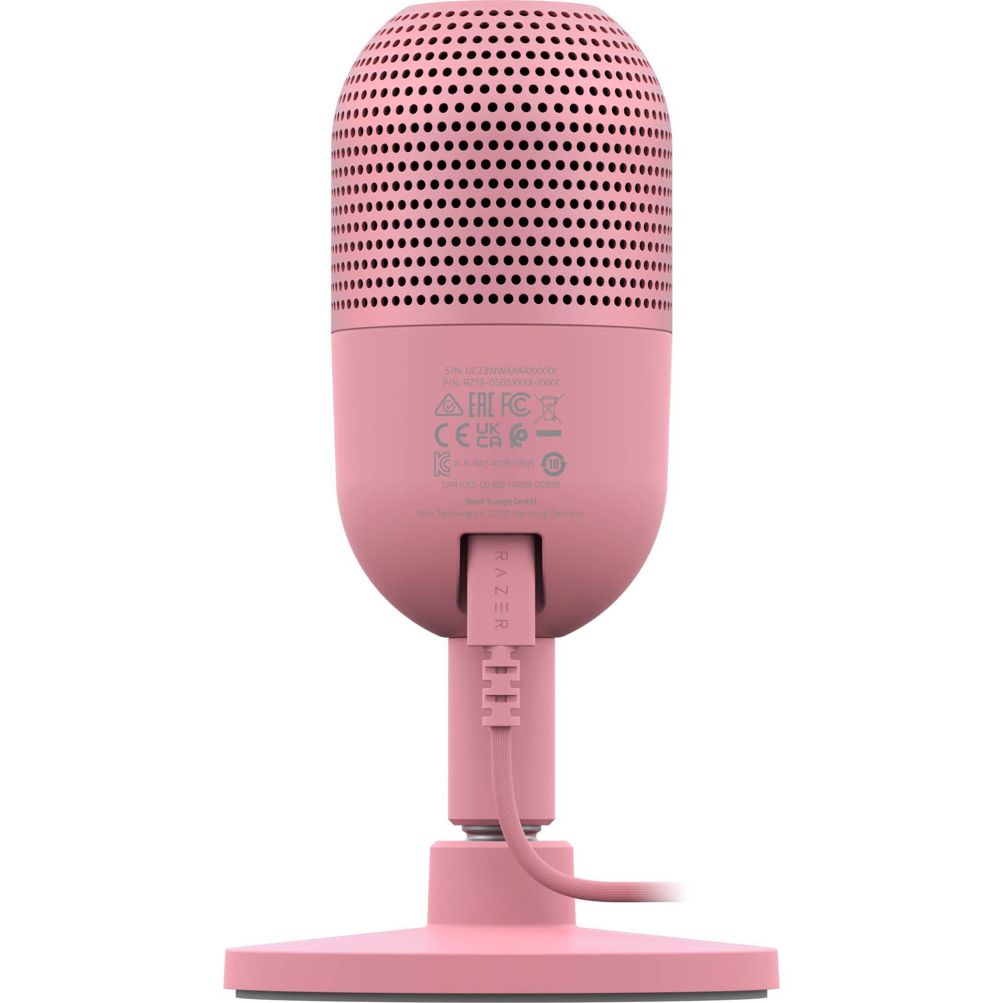 The image features a pink Razer SARAPE, which is a hair dryer. The hair dryer is plugged in and ready for use. The pink color of the hair dryer makes it stand out against the white background.